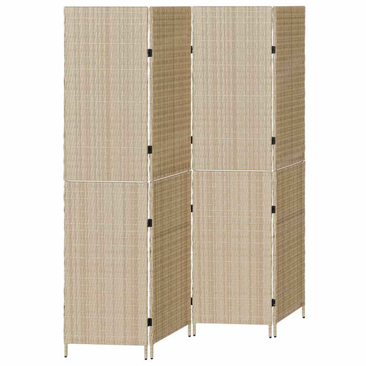 Raumteiler Falten Manuell Beige 196 x 180 cm Poly-Rattan