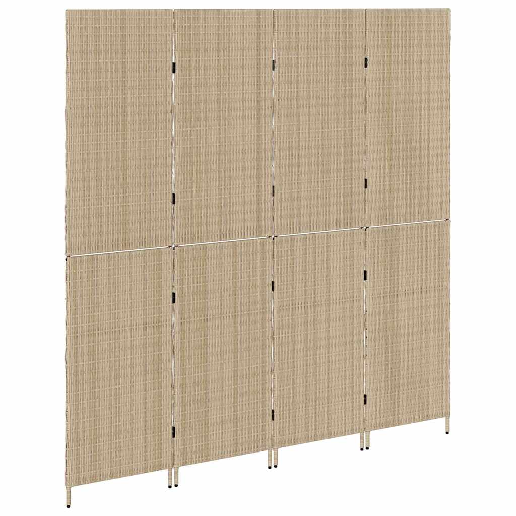 Raumteiler Falten Manuell Beige 196 x 180 cm Poly-Rattan