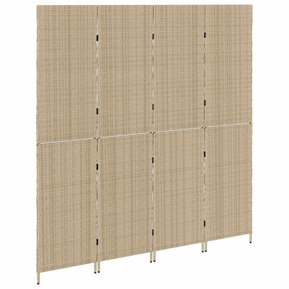 Raumteiler Falten Manuell Beige 196 x 180 cm Poly-Rattan