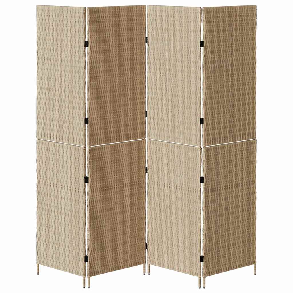 Raumteiler Falten Manuell Beige 196 x 180 cm Poly-Rattan