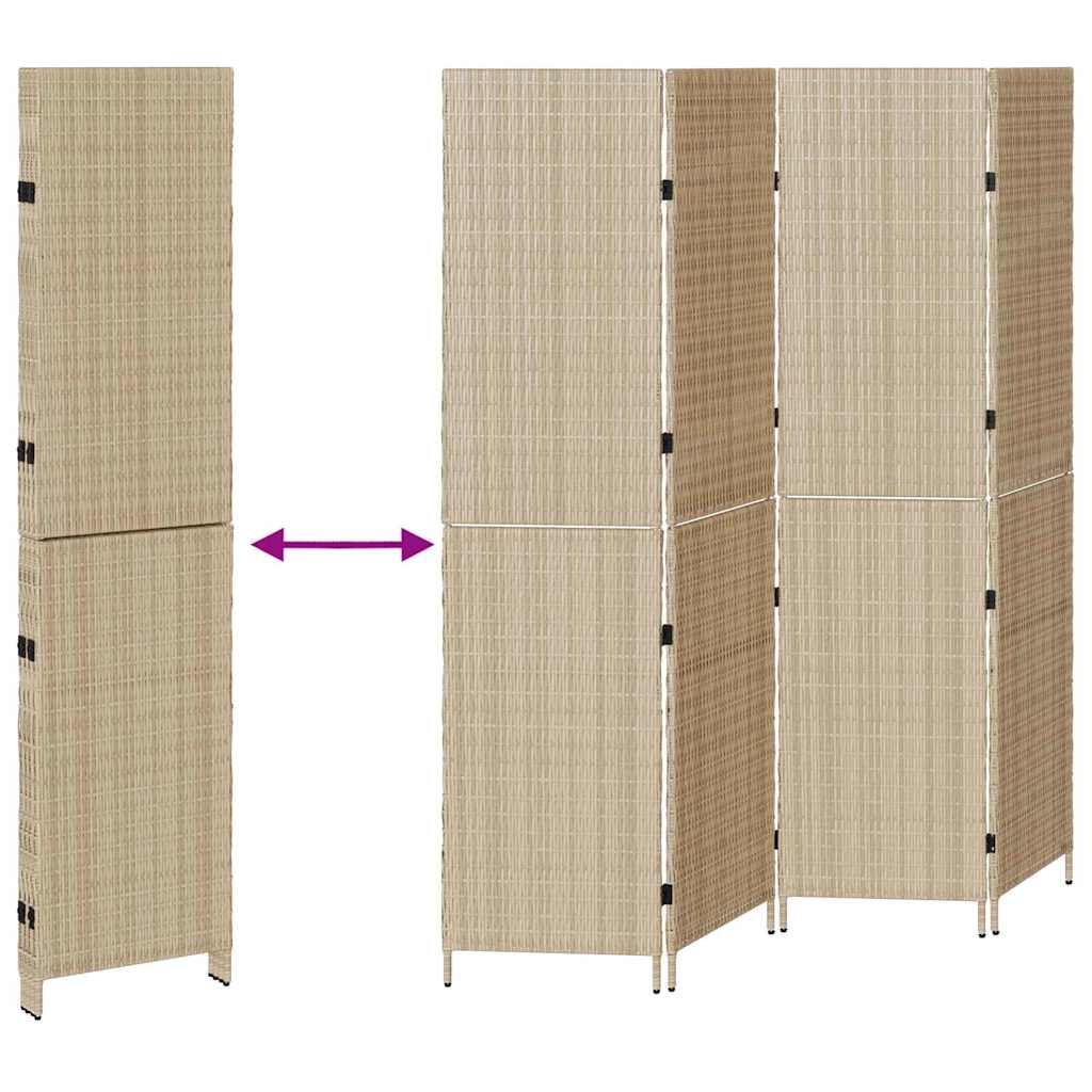 Raumteiler Falten Manuell Beige 196 x 180 cm Poly-Rattan