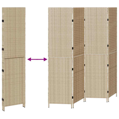 Raumteiler Falten Manuell Beige 196 x 180 cm Poly-Rattan