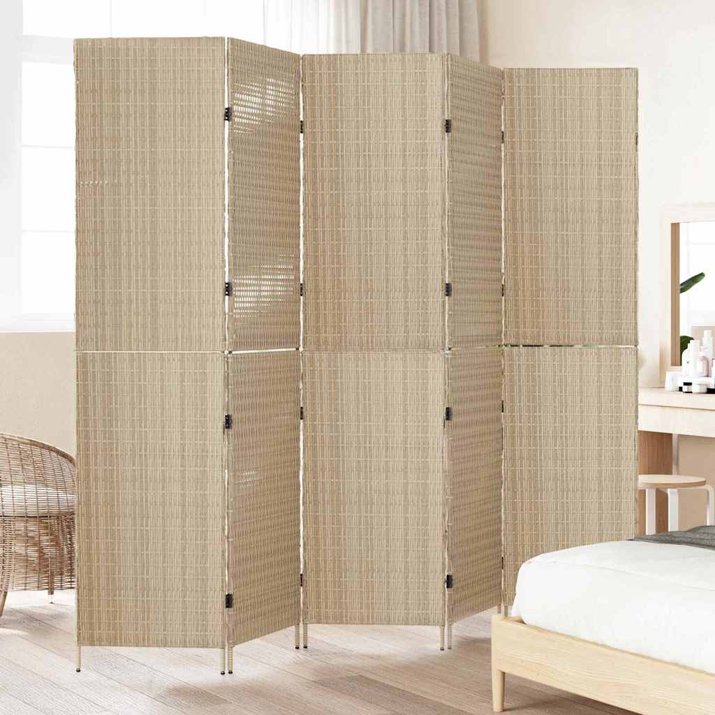 Raumteiler Beige 242 x 180 cm Poly-Rattan