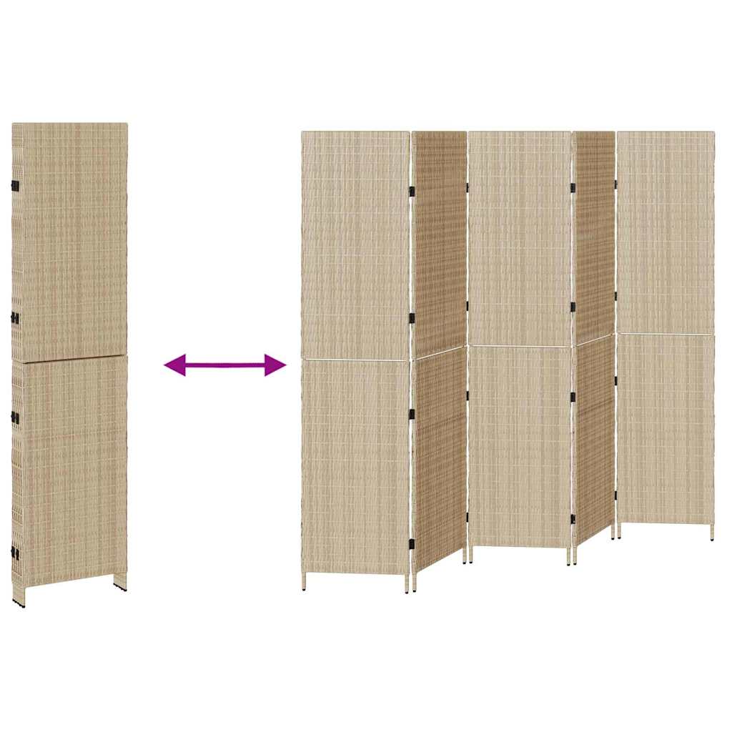 Raumteiler Beige 242 x 180 cm Poly-Rattan