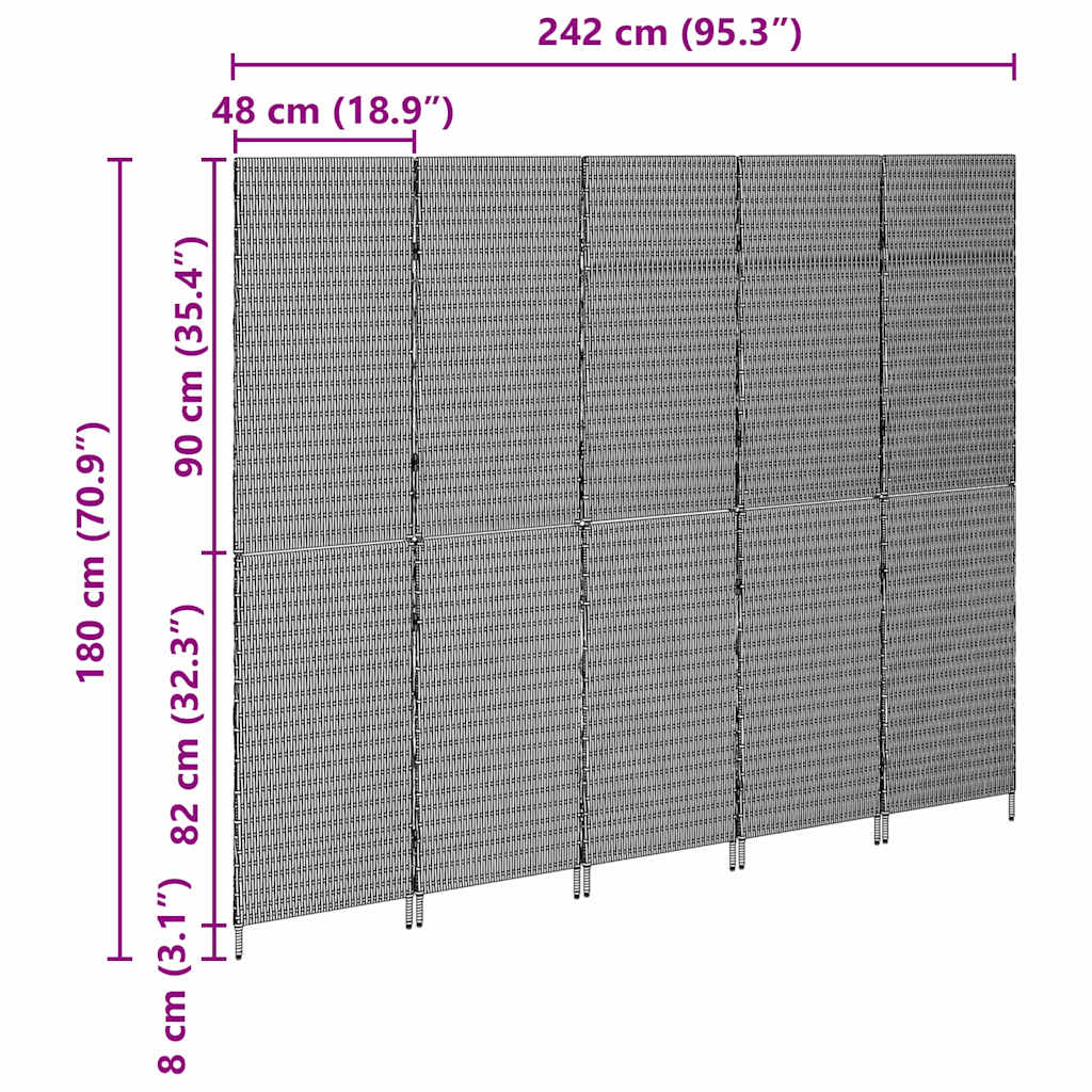 Raumteiler Beige 242 x 180 cm Poly-Rattan