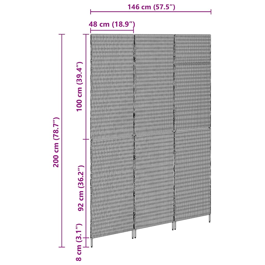 Raumteiler Beige 146 x 200 cm Poly-Rattan