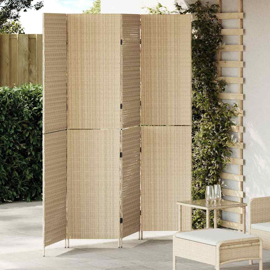 Raumteiler Falten Manuell Beige 196 x 200 cm Poly-Rattan