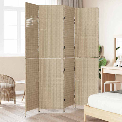 Raumteiler Falten Manuell Beige 196 x 200 cm Poly-Rattan
