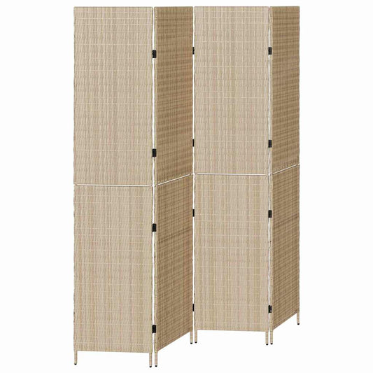 Raumteiler Falten Manuell Beige 196 x 200 cm Poly-Rattan