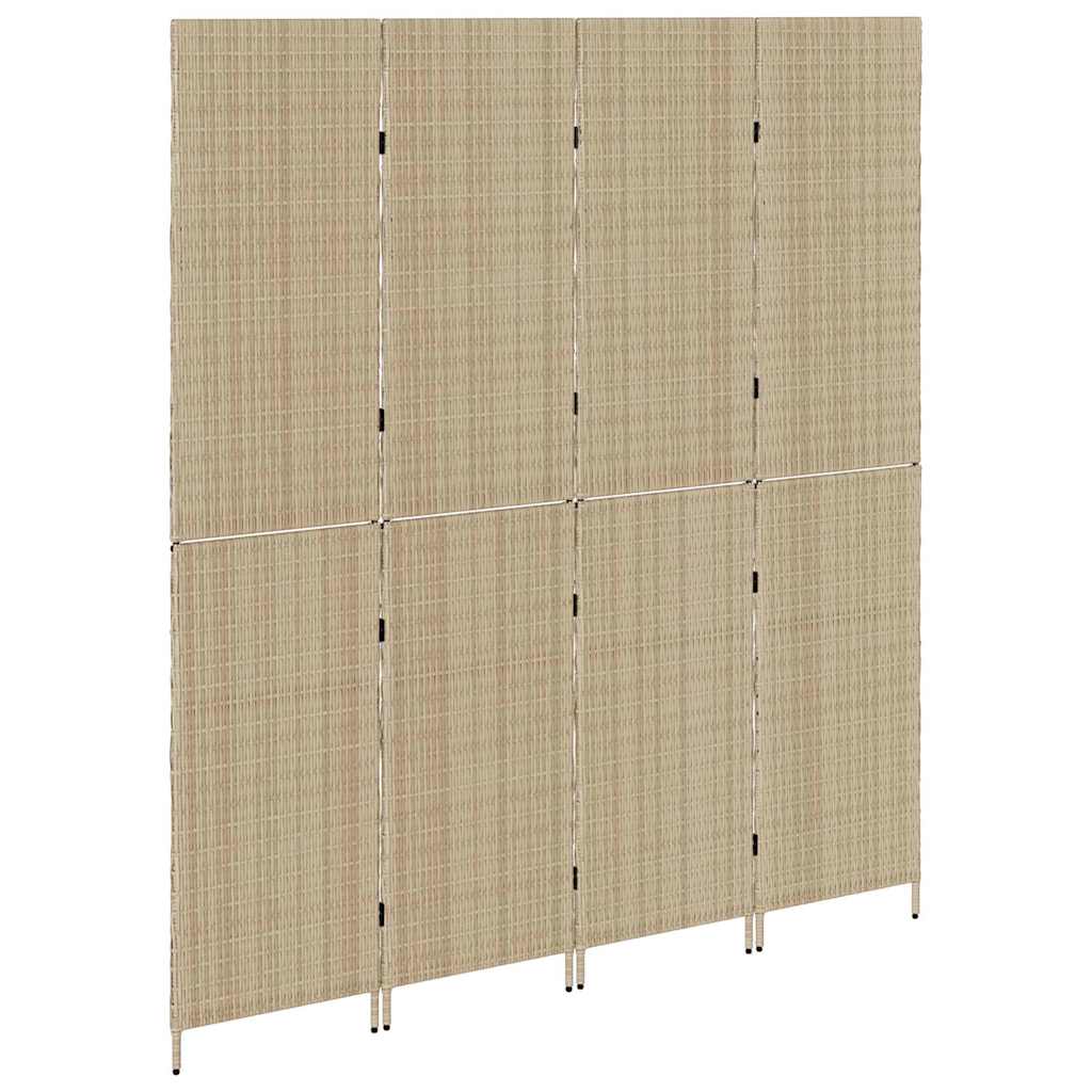 Raumteiler Falten Manuell Beige 196 x 200 cm Poly-Rattan
