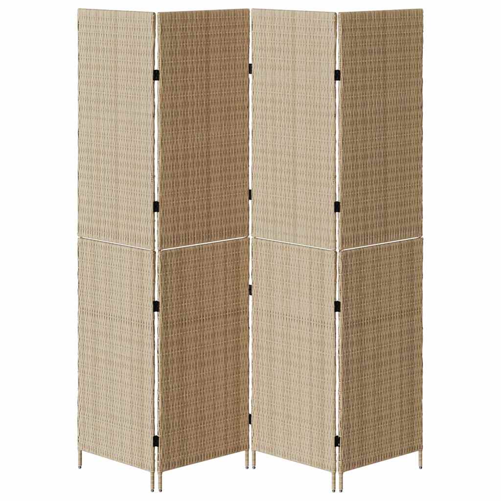 Raumteiler Falten Manuell Beige 196 x 200 cm Poly-Rattan