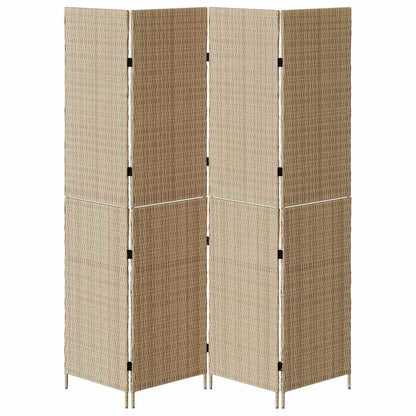 Raumteiler Falten Manuell Beige 196 x 200 cm Poly-Rattan