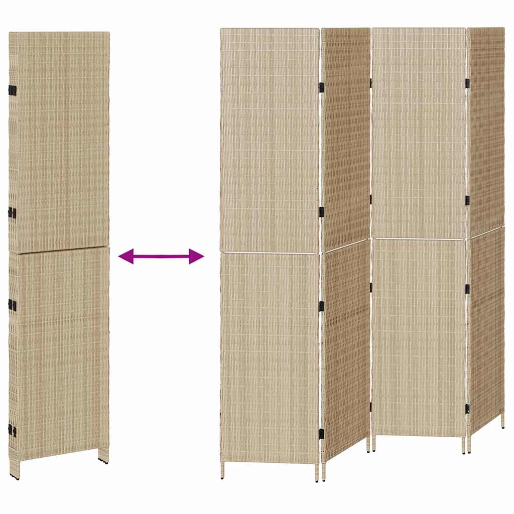 Raumteiler Falten Manuell Beige 196 x 200 cm Poly-Rattan