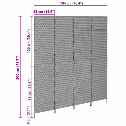 Raumteiler Falten Manuell Beige 196 x 200 cm Poly-Rattan