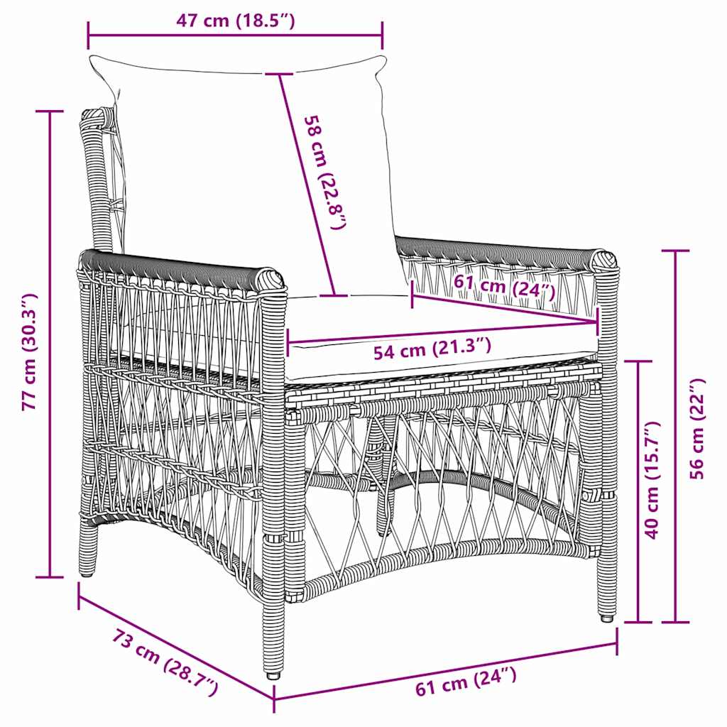 Gartenstuhl Braun 60 x 70 x 78 cm Poly-Rattan