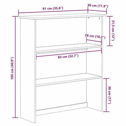 Hutch Weiß 91 x 30 x 104 cm Massivholz Kiefer