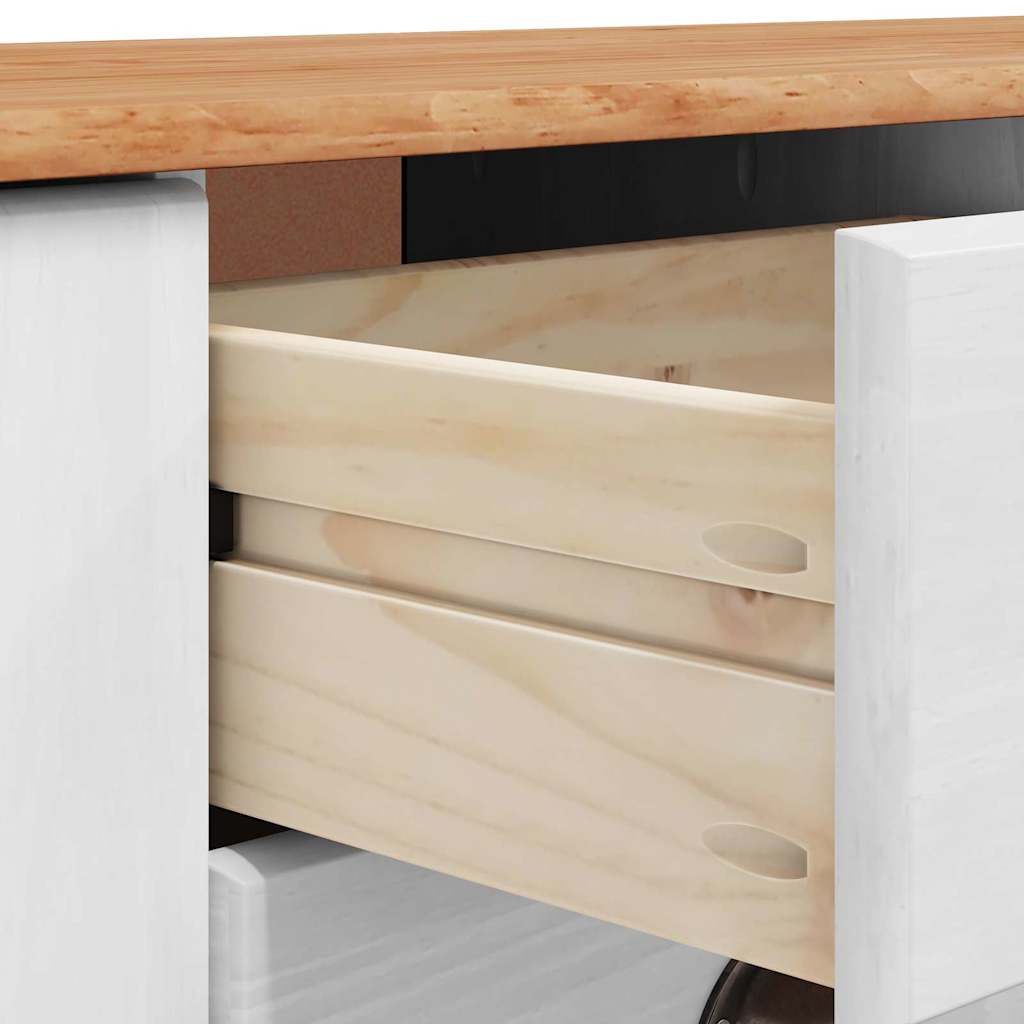Sideboard Weiß 133,5 x 40 x 79 cm Massivholz Kiefer