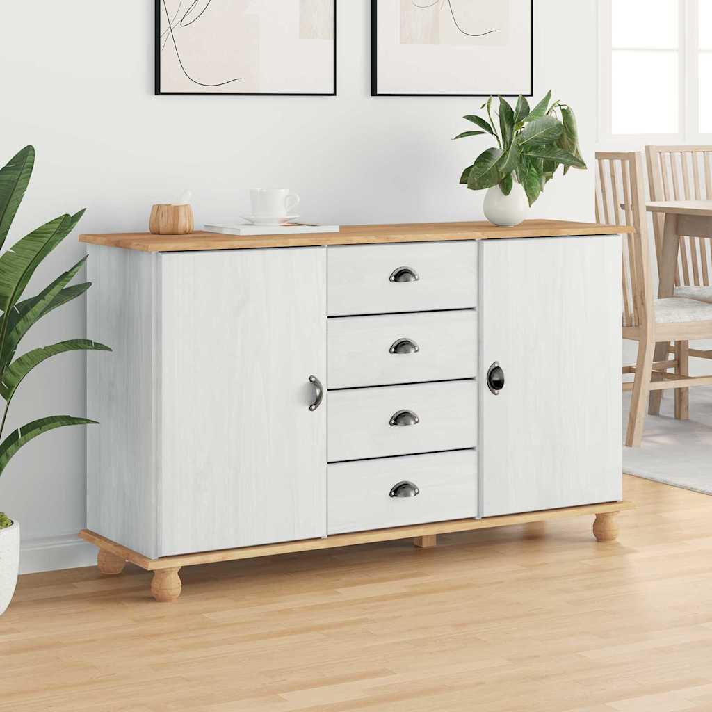 Sideboard Weiß 133,5 x 40 x 79 cm Massivholz Kiefer