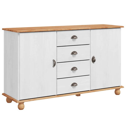 Sideboard Weiß 133,5 x 40 x 79 cm Massivholz Kiefer