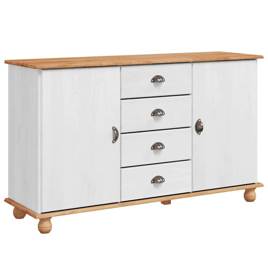 Sideboard Weiß 133,5 x 40 x 79 cm Massivholz Kiefer
