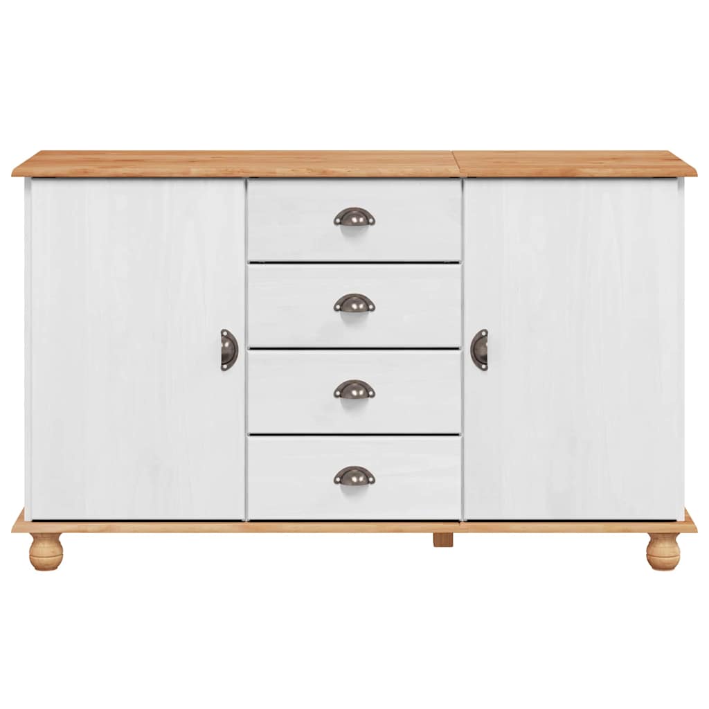 Sideboard Weiß 133,5 x 40 x 79 cm Massivholz Kiefer