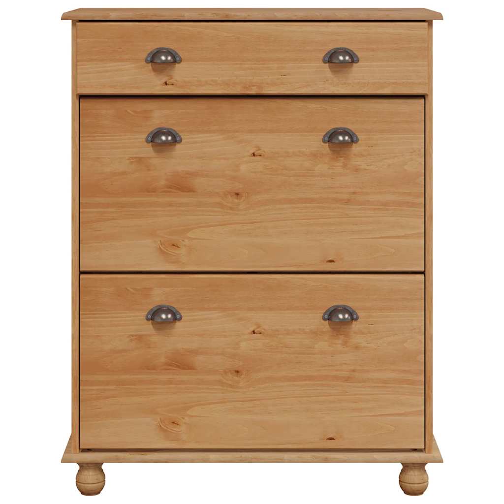 Schuhschrank mit Tür Braun 85 x 35 x 108 cm Massivholz Kiefer