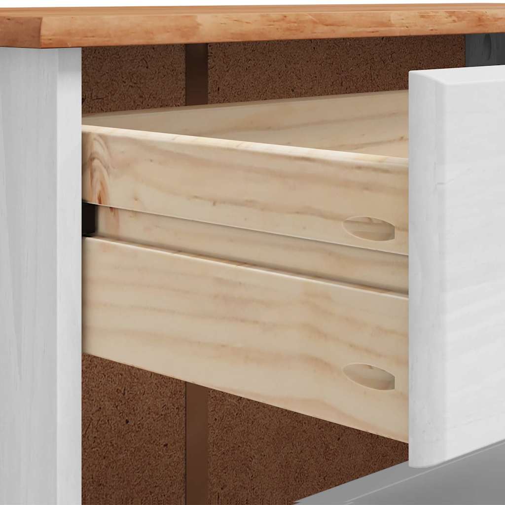 Schuhschrank mit Tür Weiß 85 x 35 x 108 cm Massivholz Kiefer