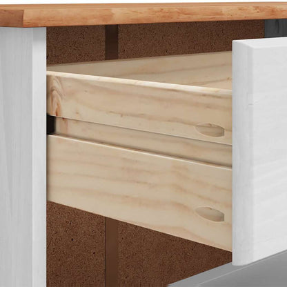 Schuhschrank mit Tür Weiß 85 x 35 x 108 cm Massivholz Kiefer