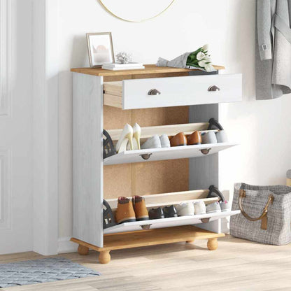 Schuhschrank mit Tür Weiß 85 x 35 x 108 cm Massivholz Kiefer