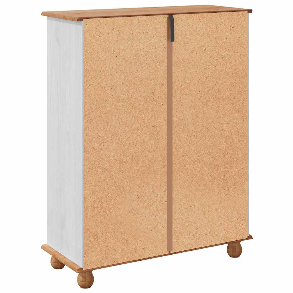 Schuhschrank mit Tür Weiß 85 x 35 x 108 cm Massivholz Kiefer