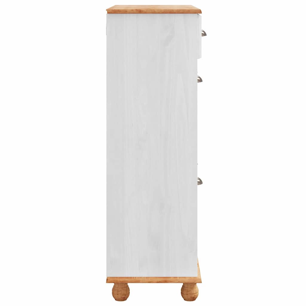 Schuhschrank mit Tür Weiß 85 x 35 x 108 cm Massivholz Kiefer