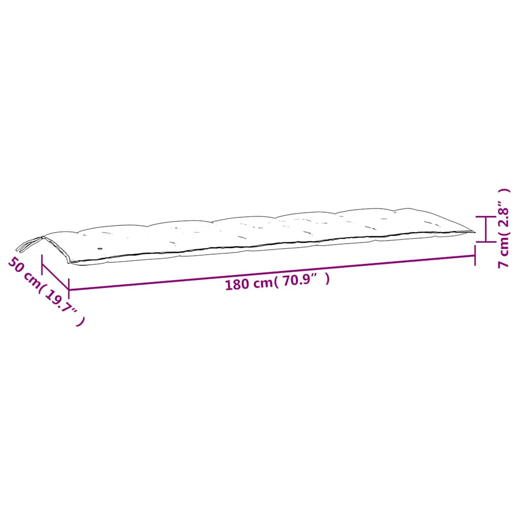 Gartenbank-Auflage Blattmuster 180x50x7 cm Oxford-Gewebe