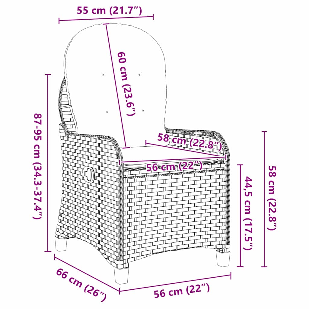 Relaxsessel Grau 56 x 66 x 95cm Poly-Rattan