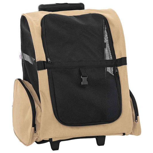 Trolley für Haustiere 3-in-1 Sandfarbe 48x32x(57-106) cm cm Oxford-Gewebe