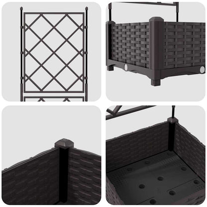 Gartenpflanzer mit Gitter Braun 40 x 40 x 125,5 cm PP