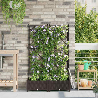 Gartenpflanzer mit Gitter Braun 80 x 40 x 125,5 cm PP