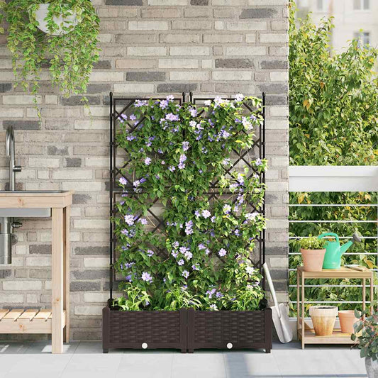 Gartenpflanzer mit Gitter Braun 80 x 40 x 125,5 cm PP