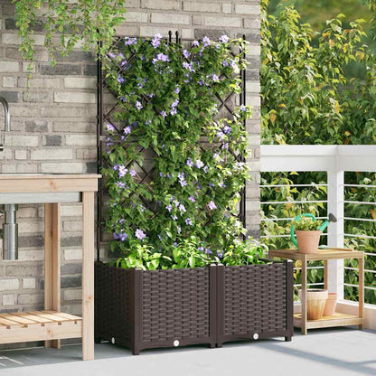 Gartenpflanzer mit Gitter 2 pcs Braun 80 x 40 x 143 cm PP