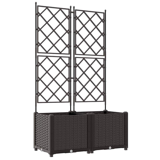 Gartenpflanzer mit Gitter 2 pcs Braun 80 x 40 x 143 cm PP