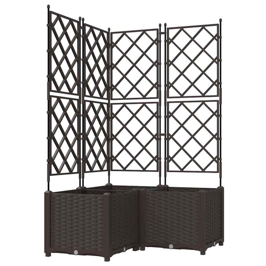 Gartenpflanzer mit Gitter 3 pcs Braun 80 x 80 x 143 cm PP