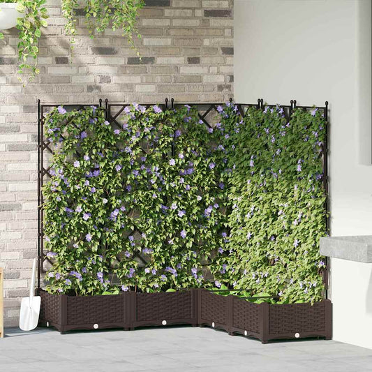 Gartenpflanzer mit Gitter 5 pcs Braun 120 x 120 x 125,5 cm PP