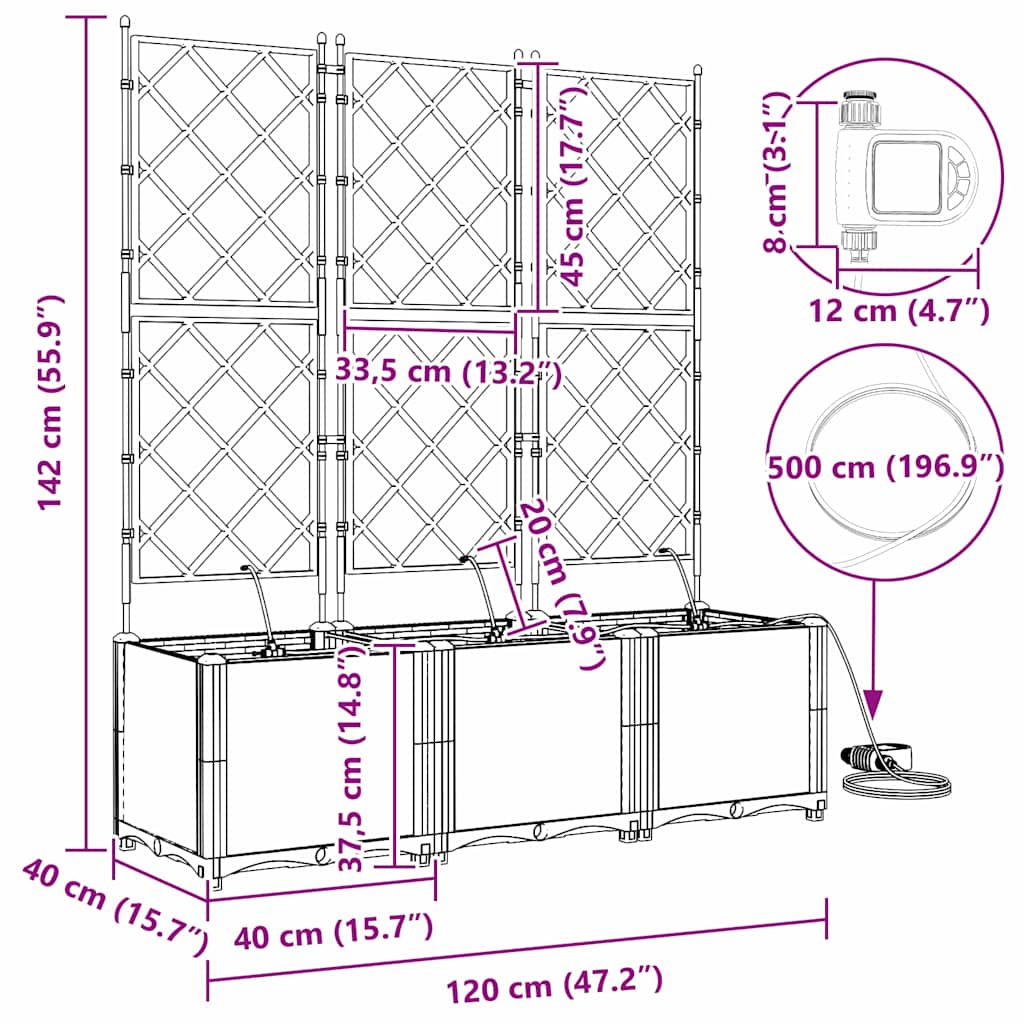 Gartenpflanzer Braun 120 x 40 x 142 cm Stahl