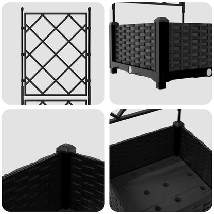 Gartenpflanzer mit Gitter Schwarz 40 x 40 x 125,5 cm PP