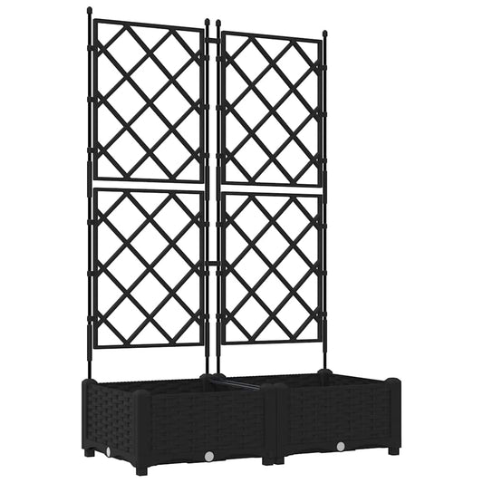 Gartenpflanzer mit Gitter Schwarz 80 x 40 x 125,5 cm PP