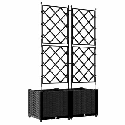 Gartenpflanzer mit Gitter 2 pcs Schwarz 80 x 40 x 143 cm PP