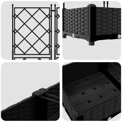 Gartenpflanzer mit Gitter 3 pcs Schwarz 120 x 40 x 125,5 cm PP