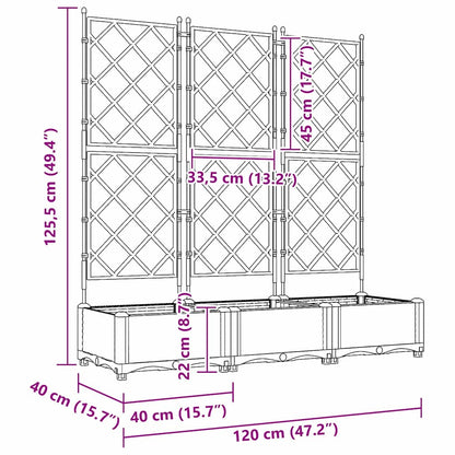 Gartenpflanzer mit Gitter 3 pcs Schwarz 120 x 40 x 125,5 cm PP