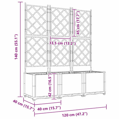 Gartenpflanzer mit Gitter 3 pcs Schwarz 120 x 40 x 143 cm PP