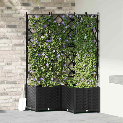 Gartenpflanzer mit Gitter 3 pcs Schwarz 80 x 80 x 143 cm PP