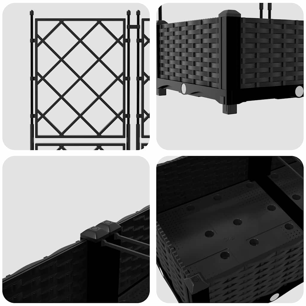 Gartenpflanzer mit Gitter 5 pcs Schwarz 120 x 120 x 125,5 cm PP